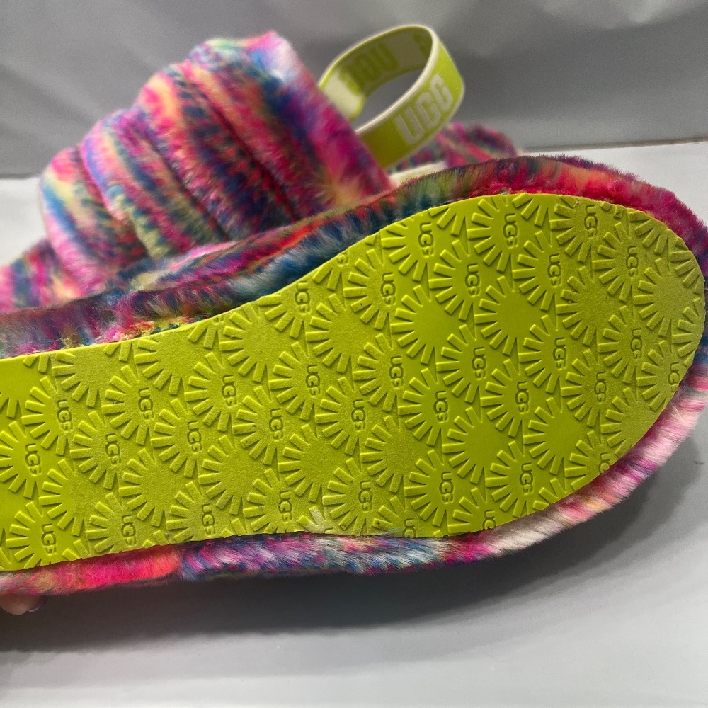 NEW UGG Fluff Yeah Pixelate YOUTH KIDS Multicolor PIXELATE  NIB SLIPPER - Picture 7 of 7